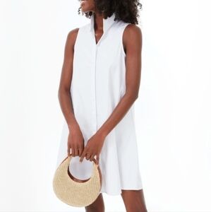 Tuckernuck Charlie White Sleeveless Poplin Mini Dress Cotton Stand Collar Sz XS